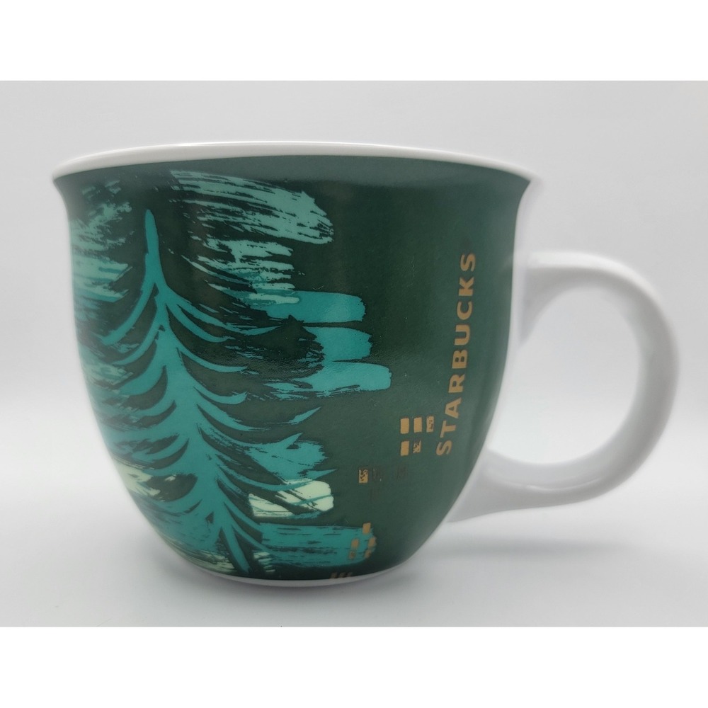 Starbucks 2014 Holiday Christmas Mug Green w/Evergreen Tree 14 Fl. Oz.